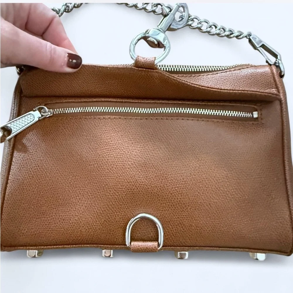 Rebecca Minkoff Mini Mac Crossbody Bag Saddle Brown Leather Silver Hardware NWOT